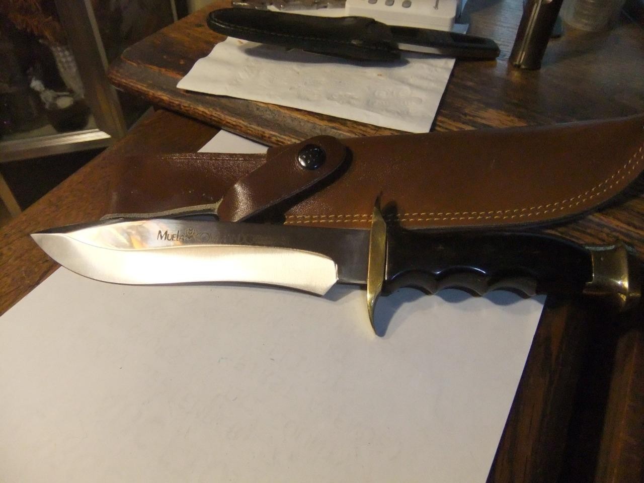 Vintage Muela Bowie Fixed Blade Hunting Knife w/ Leather Sheath - Made in Spain