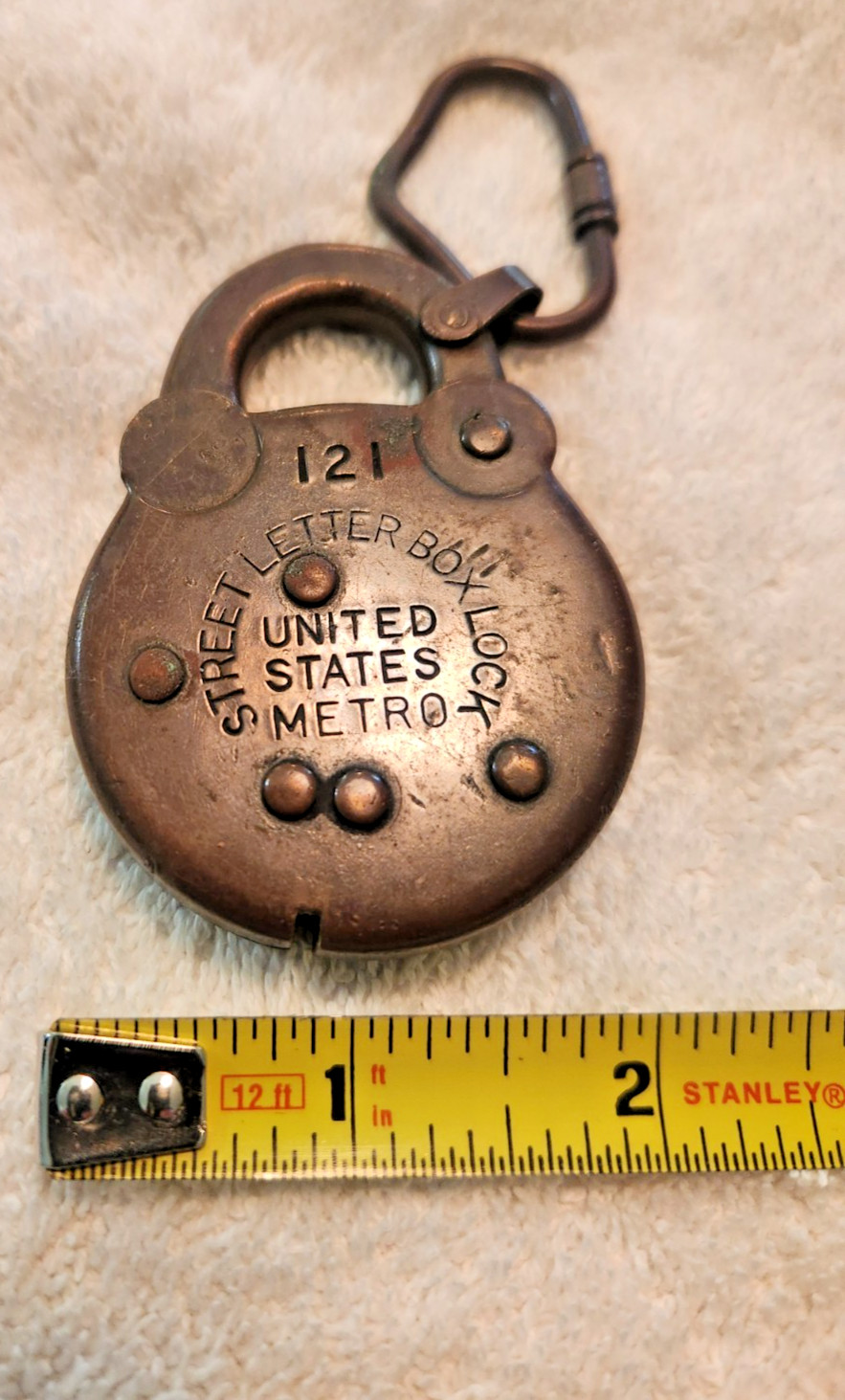 Antique Vintage  Street Letter Box Lock MV Post Office US Brass USPS Obsolete