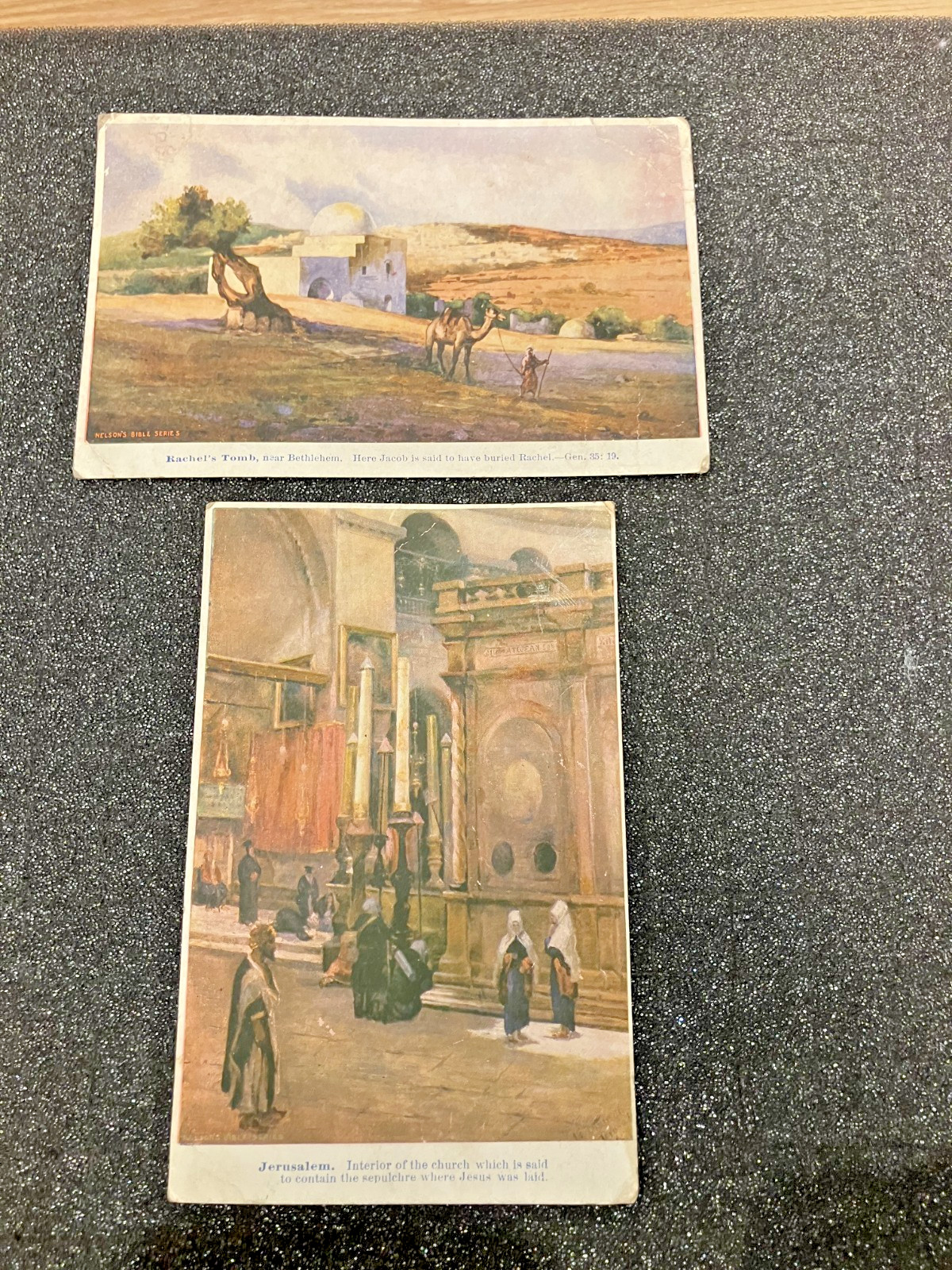 ONE SET OF TWO ANTIQUE 100+ YEAR OLD POST CARDS:RACHEL\'S TOMB, JERUSALEM CHURCH
