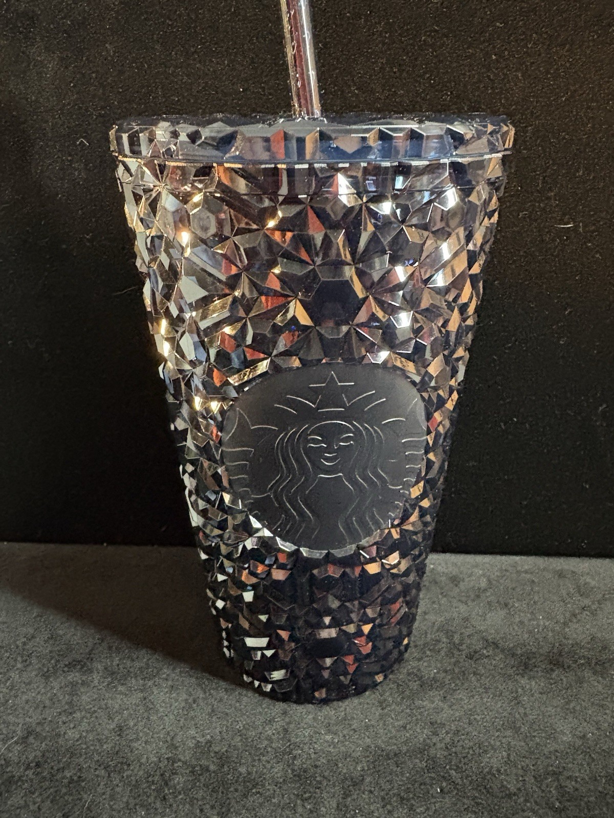 Starbucks 16oz Navy Gem Faceted Gemstone Cold Cup Tumbler w/Straw
