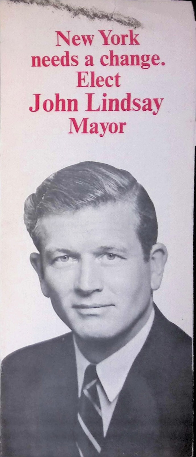 John Lindsay 1965 NYC Mayor Tri-Fold Brochure Campaign Vintage Ephemera