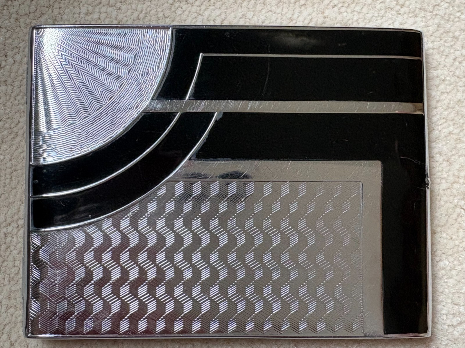 Vintage ART DECO “Evans” cigarette case with Evans Stamp in Deco Font