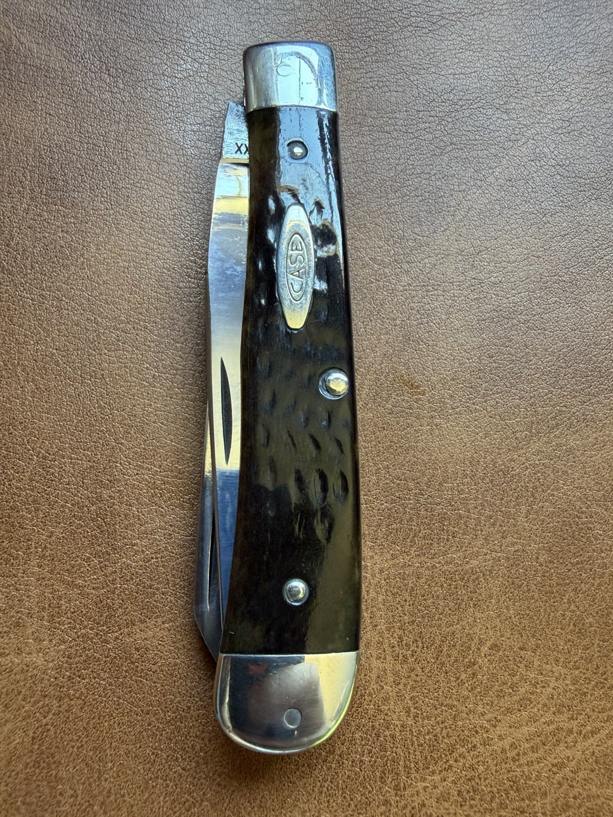 Vintage Case XX 1970s Three Dot Large Trapper Pretty Bone Pocket Knife Vintage Case XX 1970s Three Dot Large Trapper Pretty Bone Pocket Knife