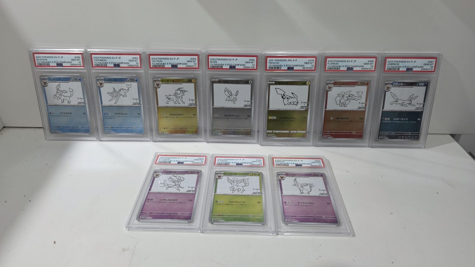 Yu Nagaba x Pokemon Eeveelution Complete & Pikachu Promo Set PSA 10 Japanese 