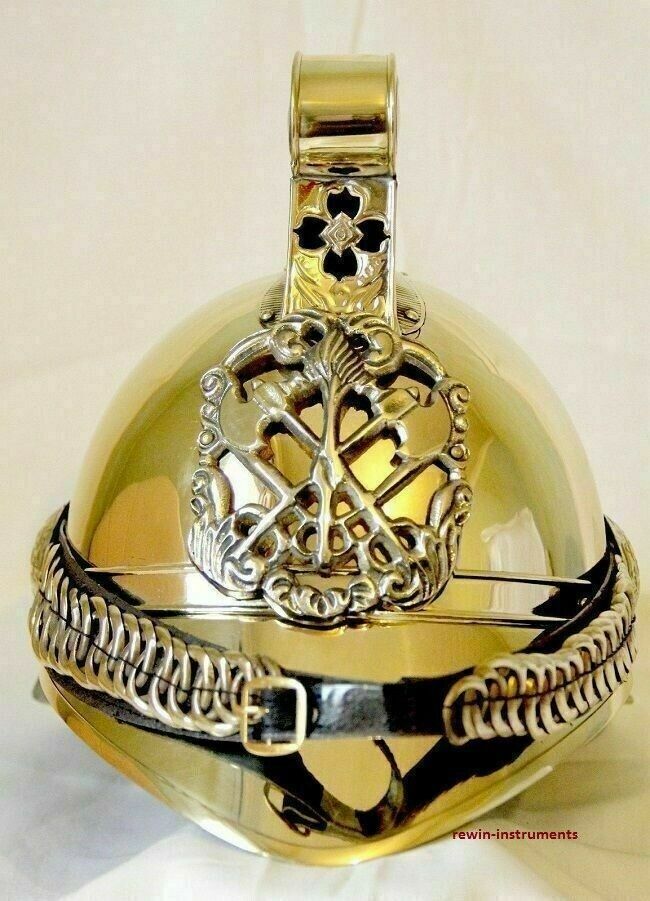 Brass Vintage Polished Fireman Fighter Chief Helmet Reproduction Collectibles