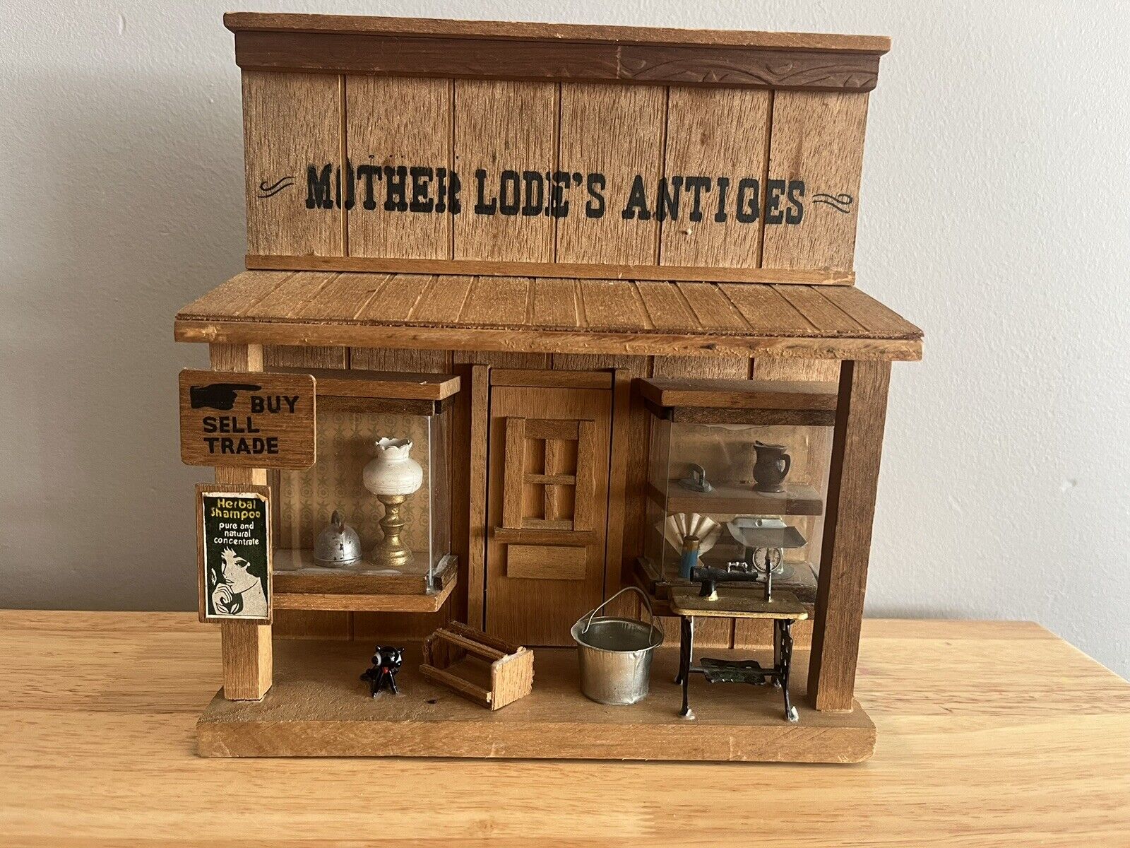 Vintage Mother Lode's Antiques Storefront Wood Diorama Miniature Western Display