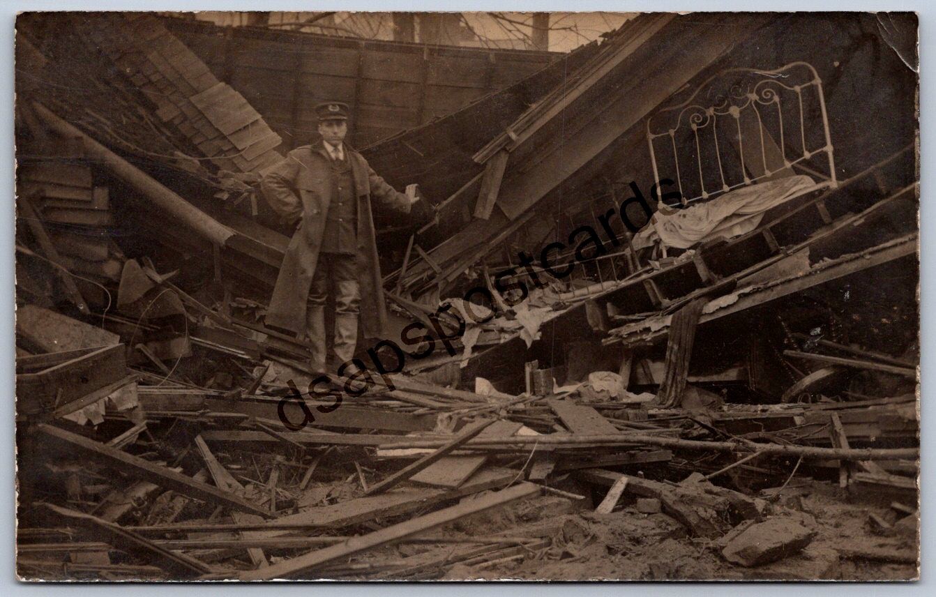 K55/ Parkersburg West Virginia RPPC Postcard c1910 Water Tank Burst Disaster 128