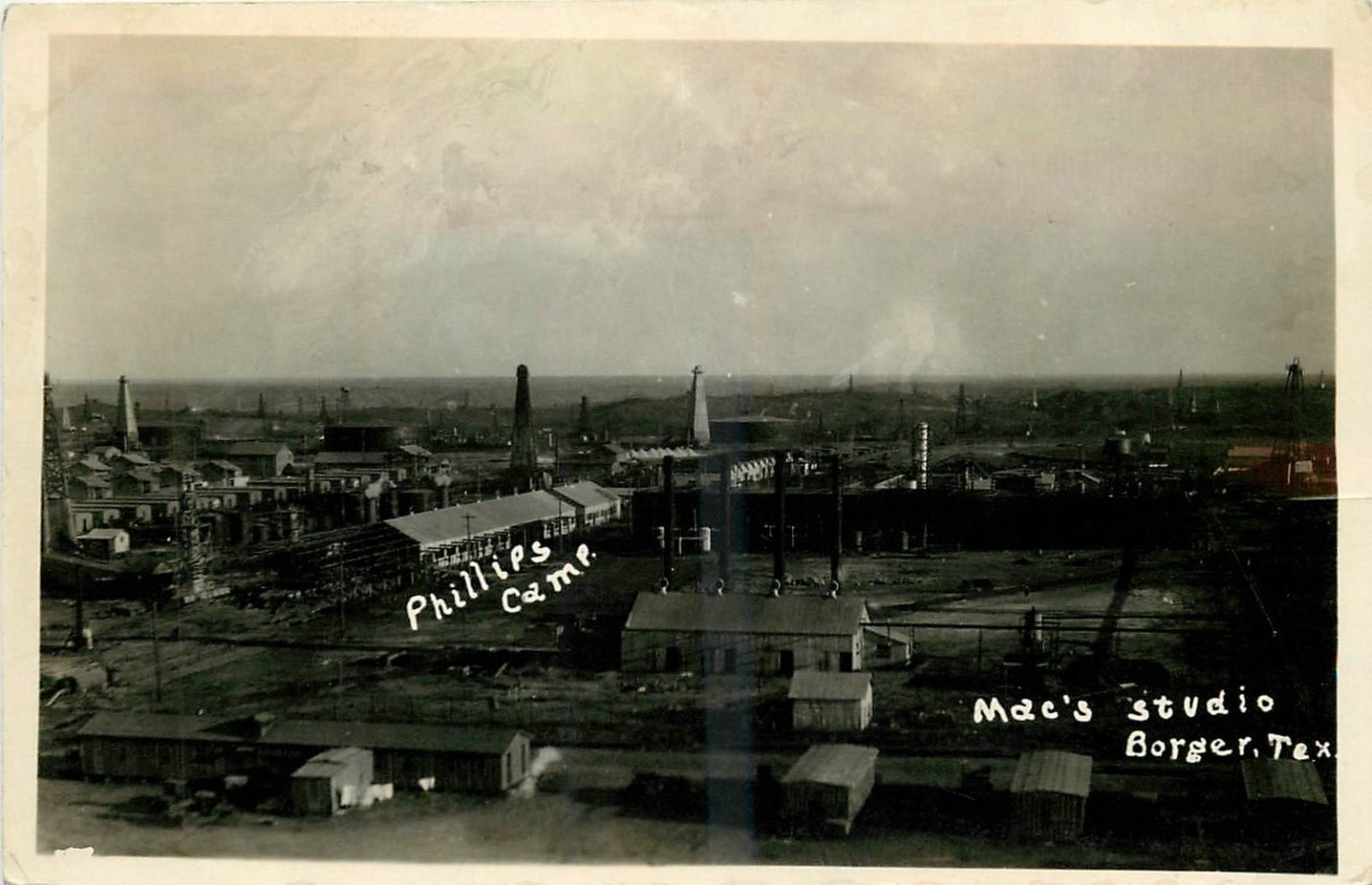 1929 Borger, Texas RPPC Phillips Camp Oil Field Mac's Studio Postcard