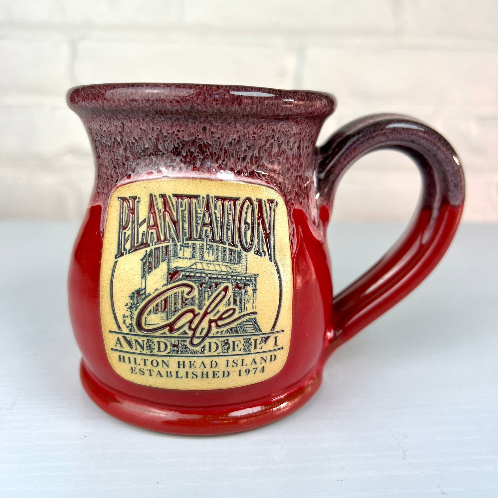 Deneen Pottery Plantation Cafe Hilton Head Island Red Mug 2017 Handthrown
