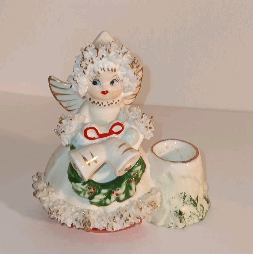 Commodore Japan Christmas Angel Candle Holder Spaghetti Trim Vintage Replacement