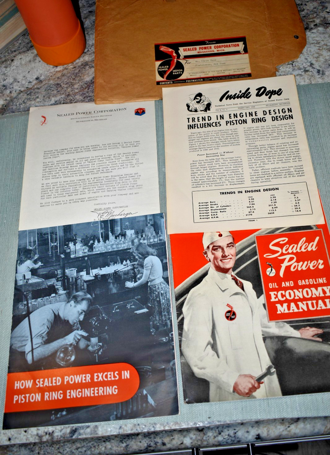 Vintage 1946 Sealed Power Corporation Dealership Kit - Envelope, Manual, Letter