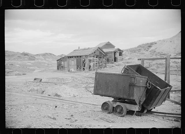 Photo:Goldfield Nevada 1940 Abandoned Mineowner Home Mine Cart