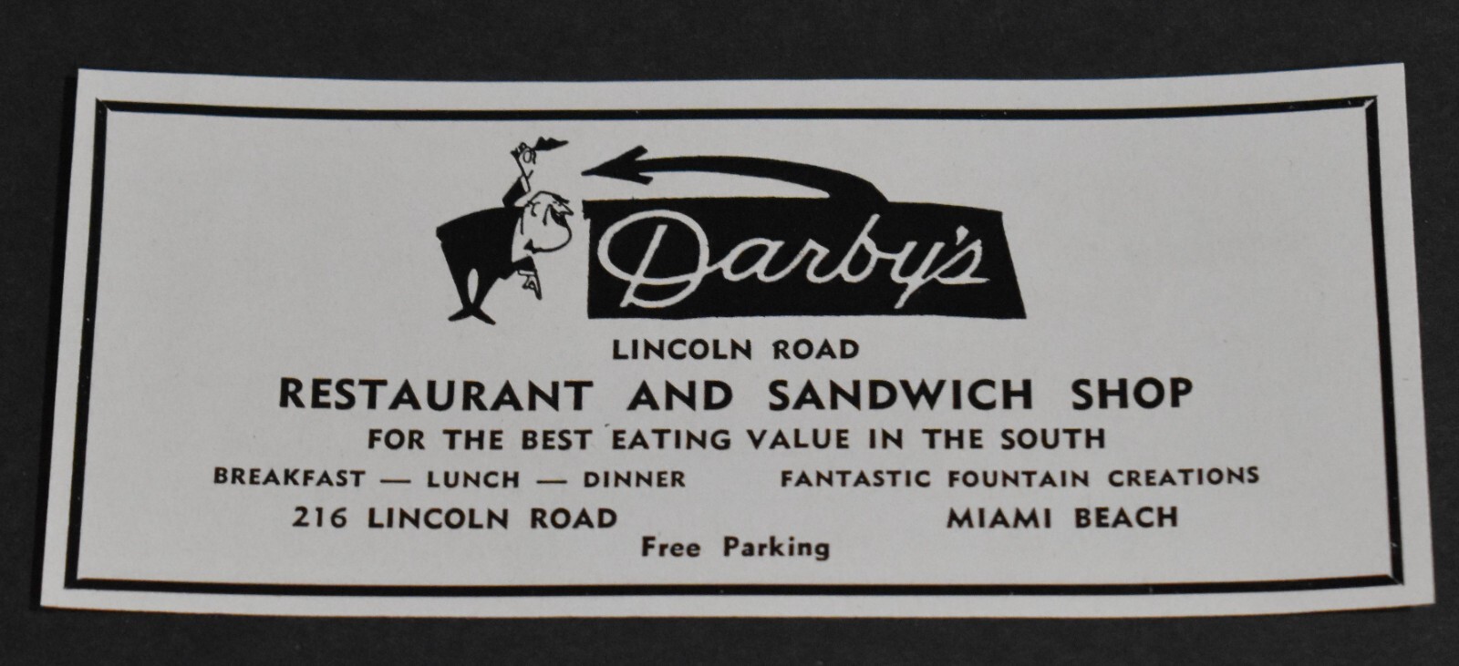 1960 Print Ad Florida Miami Beach Darby\'s Restaurant Sandwich Shop Lincoln Rd