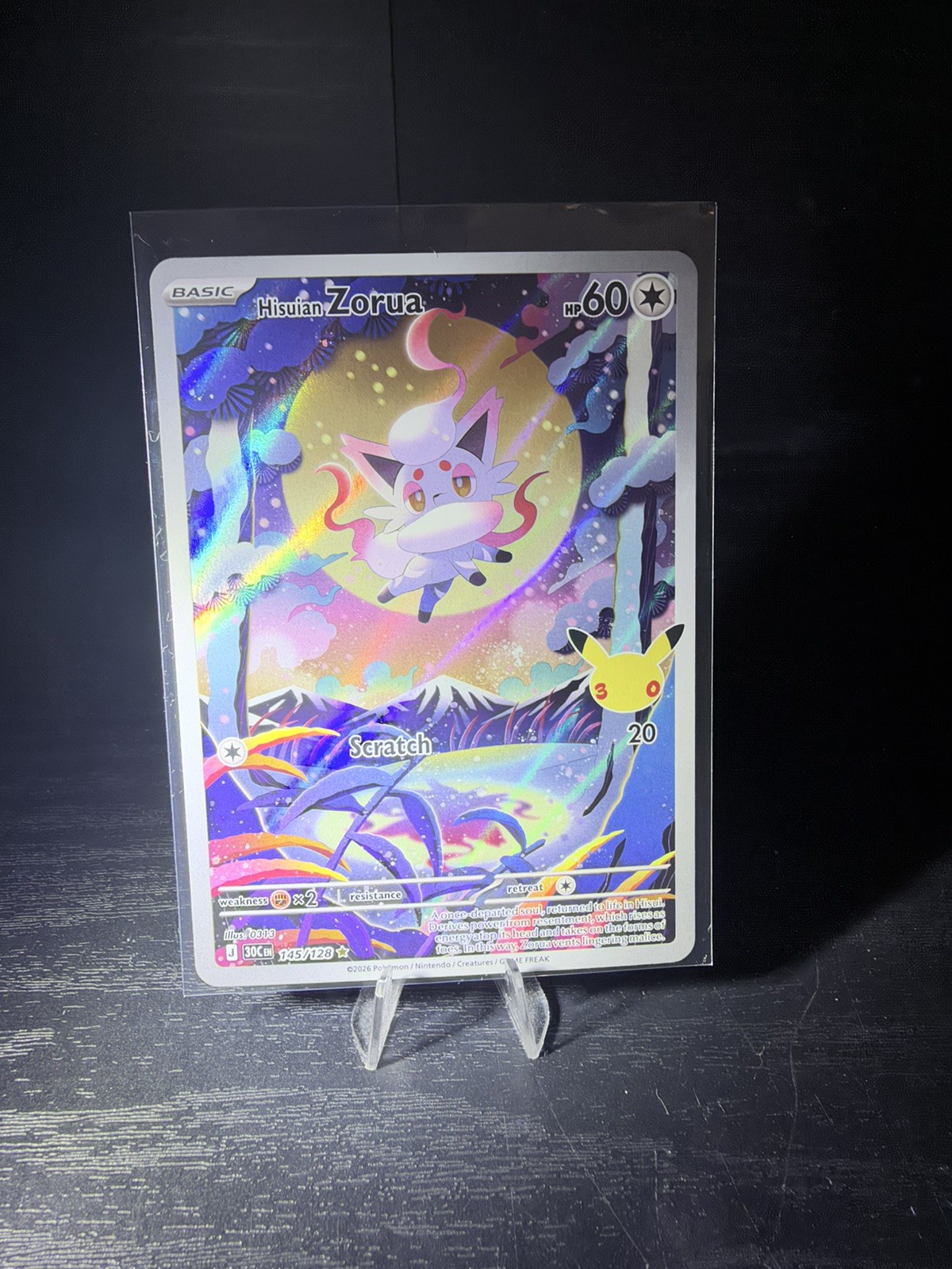 Pokémon TCG Hisuian Zorua IR 145/128 - Pokemon 30th Anniversary