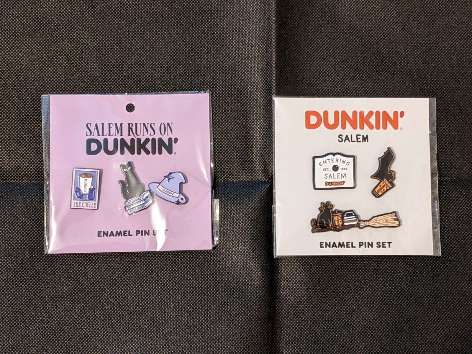 2025 & 2026 Salem Runs On Dunkin - (2) Enamel Pin Set Of 3 Pins - Halloween New