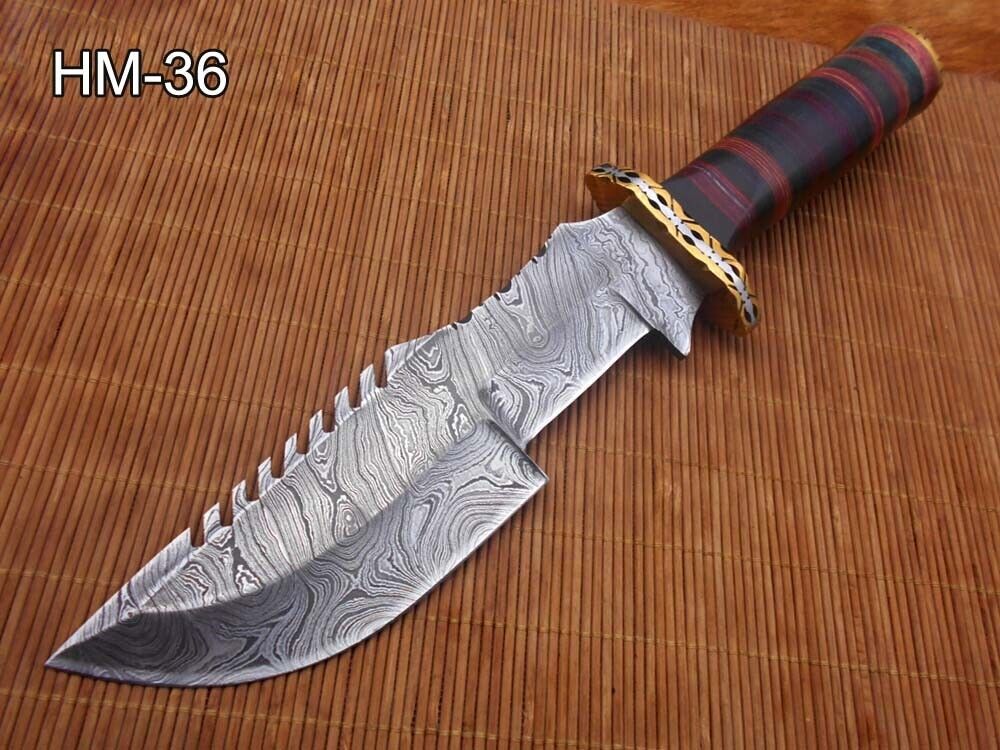 Custom Handmade Damascus Steel Bowie knife Hunting Knife & Damascus steel HM 36