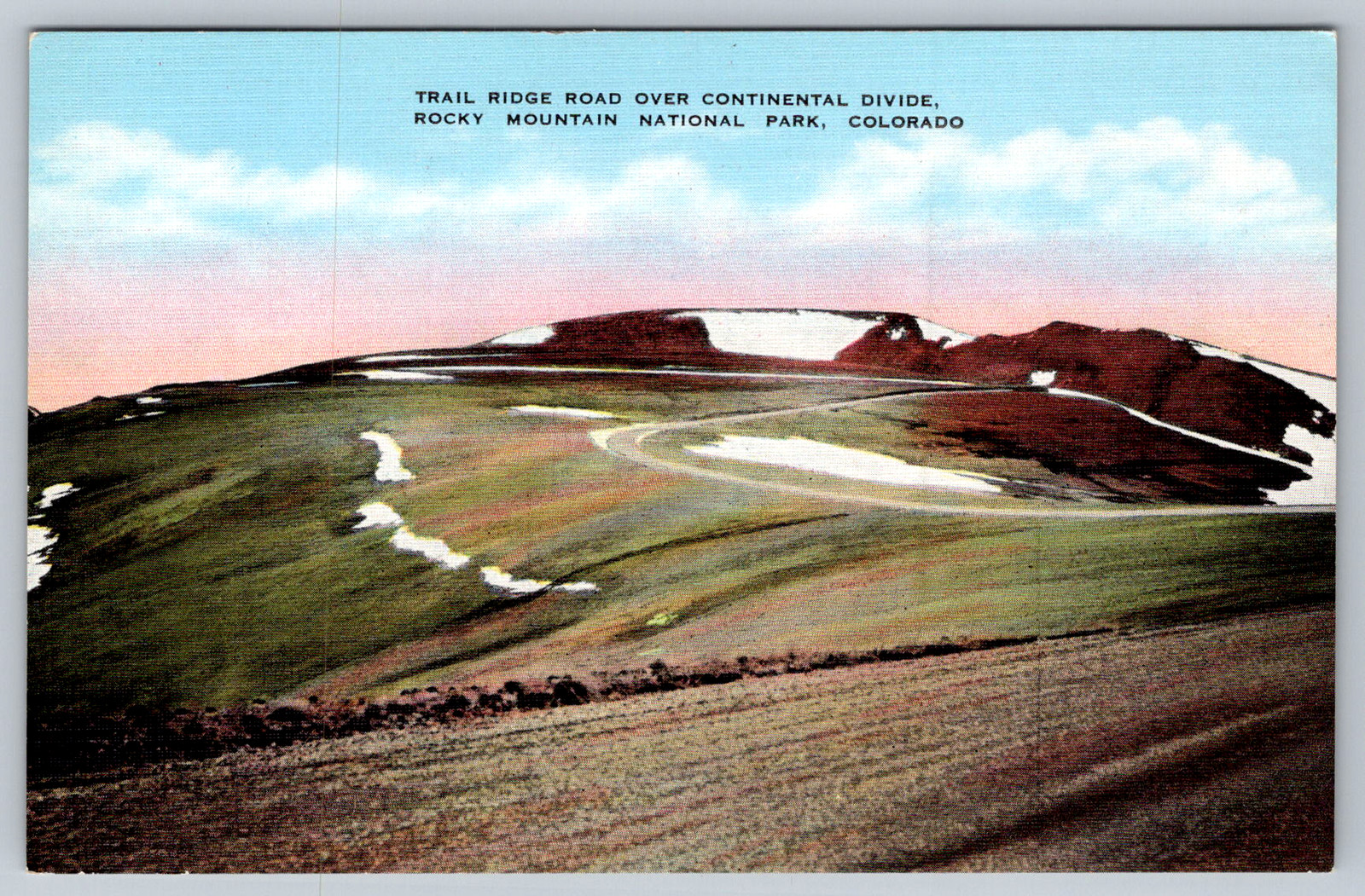 c1940s Trail Ridge Road Continental Divide CO Postcard