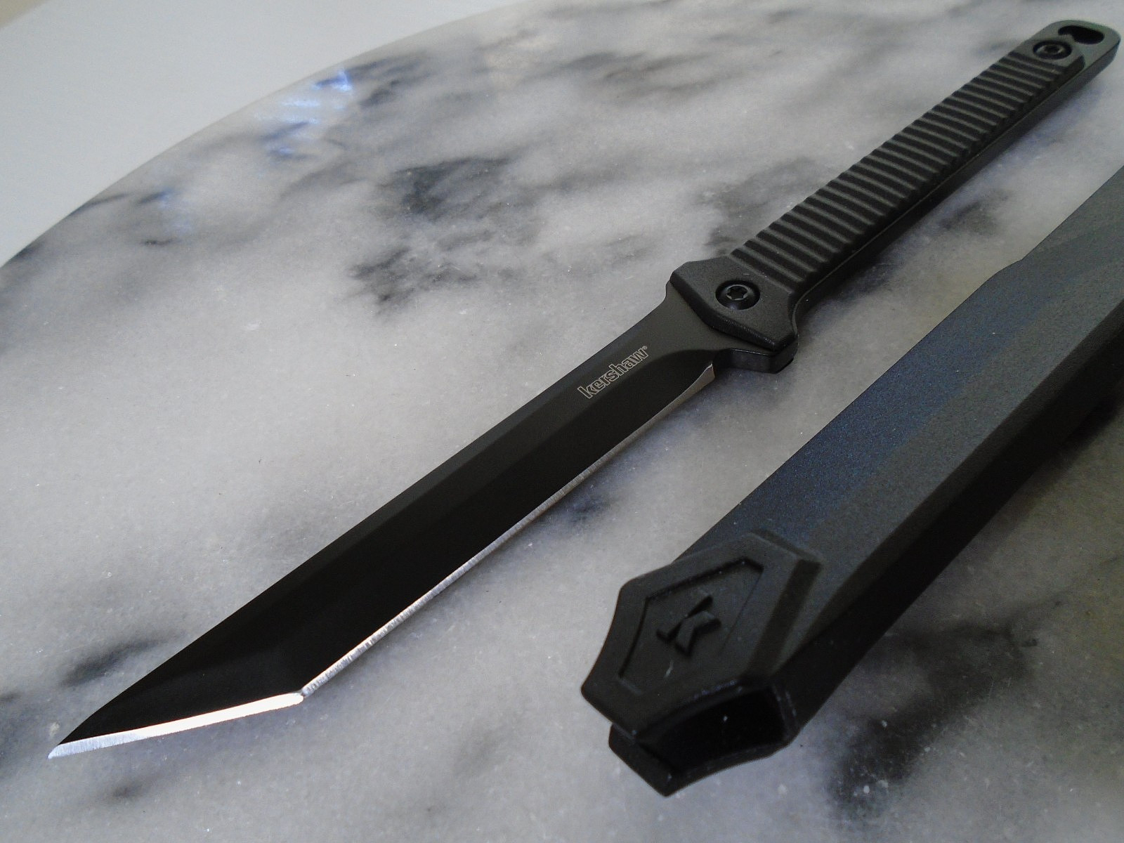 Kershaw Dune Tanto Neck Knife Fixed Blade Full Tang 8Cr13MoV 4008X Black Kai 