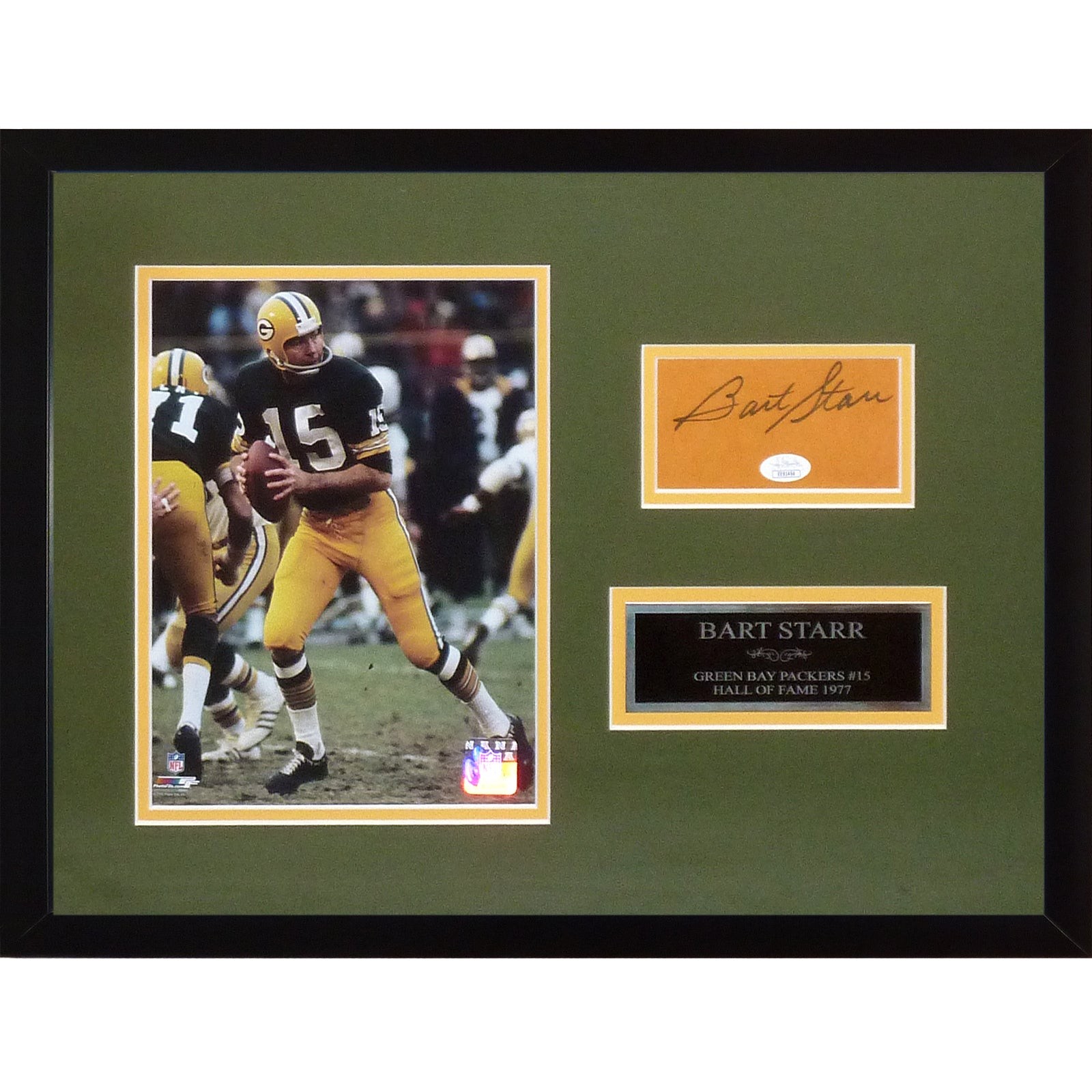 Bart Starr Autographed Green Bay Packers Deluxe Tribute Framed Piece - JSA Bart Starr Autographed Green Bay Packers Deluxe Tribute Framed Piece - JSA
