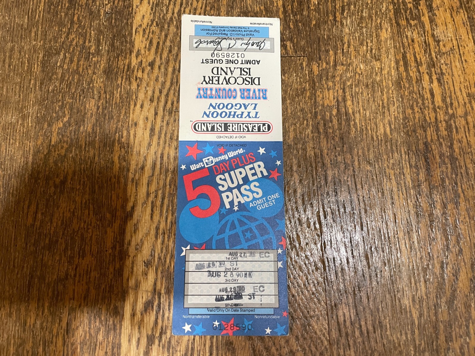 RARE Vintage 1991 Walt Disney World 5 Day Super Pass Ticket Used
