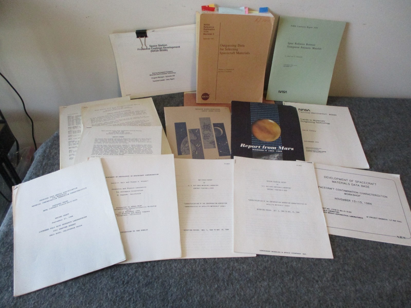 NASA MSFC USAF LOCKHEED BOEING SPACECRAFT MATERIAL CONTAMINATION TESTING REPORTS NASA MSFC USAF LOCKHEED BOEING SPACECRAFT MATERIAL CONTAMINATION TESTING REPORTS