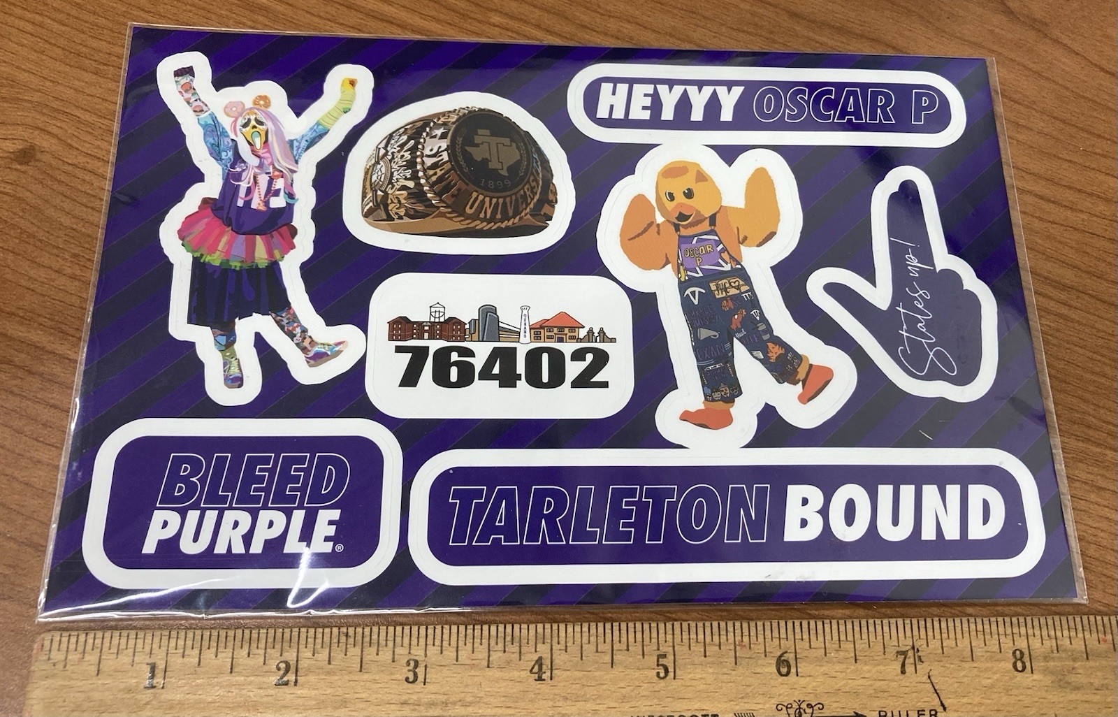 Tarleton State University Sheet Of 8 STICKERS - Stephenville Texas USA