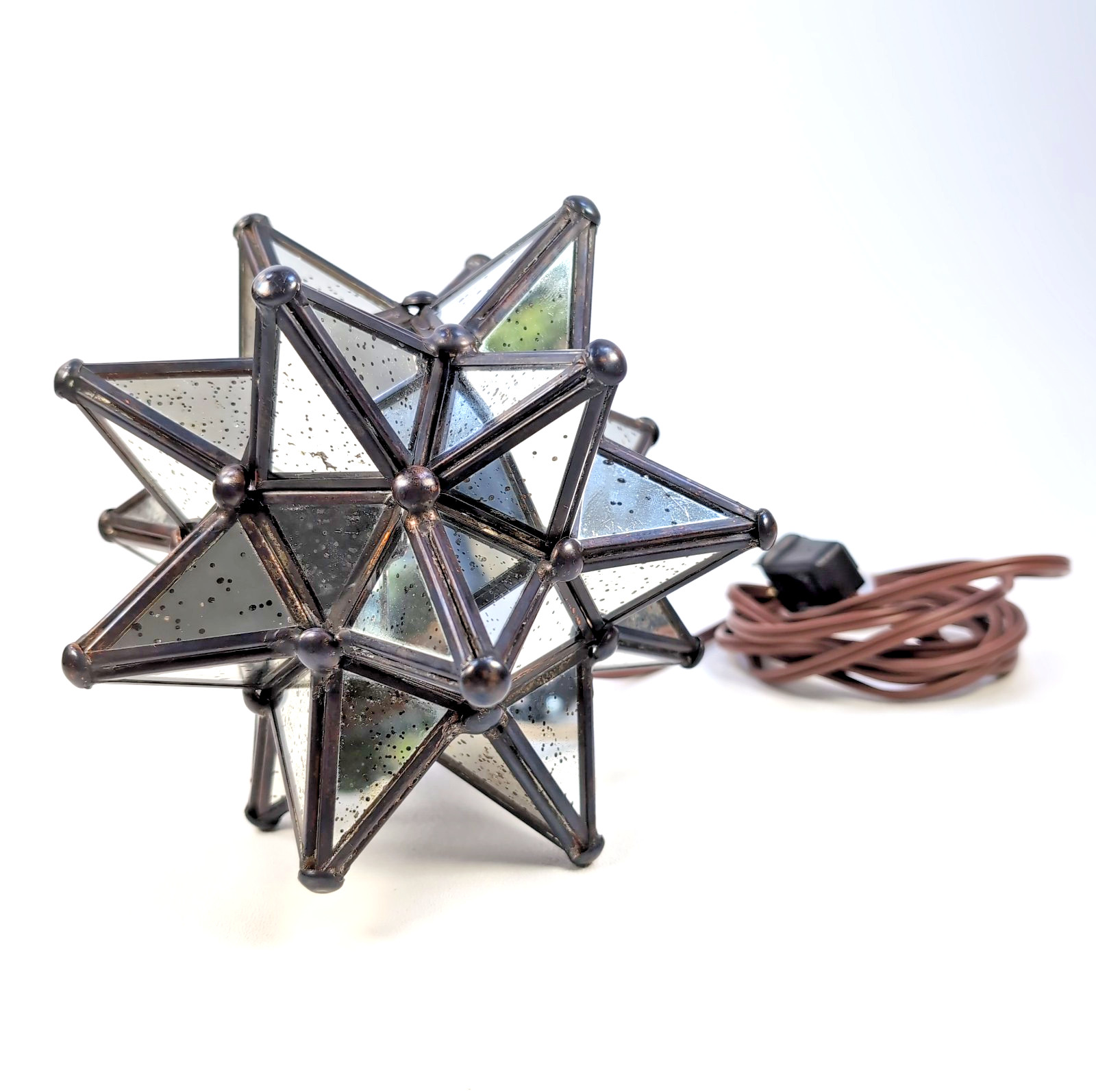 Vintage Moravian Star Hanging Light Mirrored Mercury Glass Celestial Iridescent Vintage Moravian Star Hanging Light Mirrored Mercury Glass Celestial Iridescent
