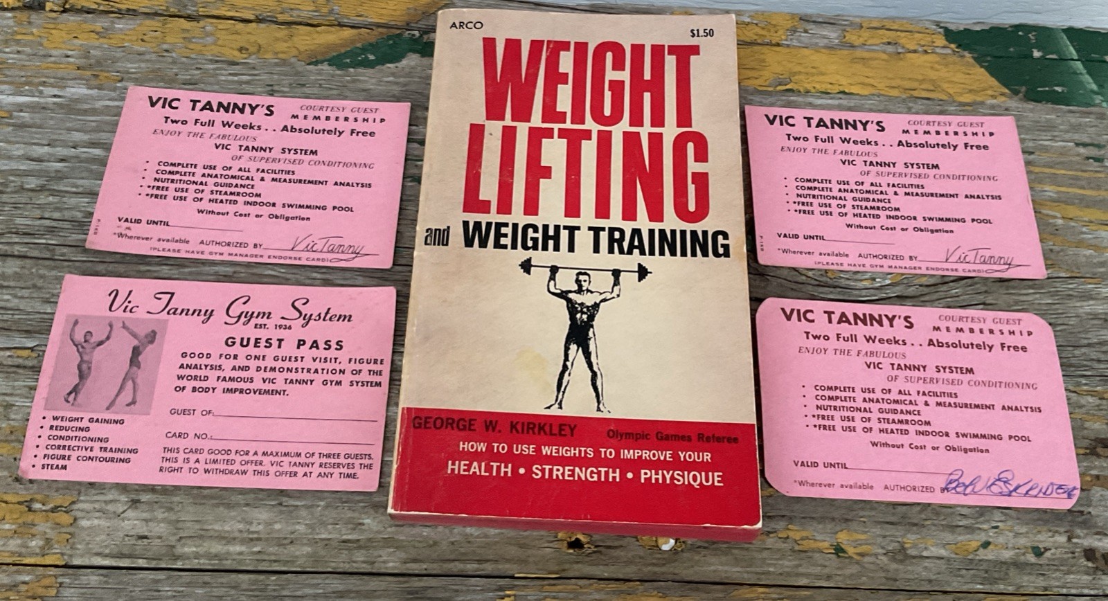 Vtg Fitness - VIC TANNY Gym Cards / Weight Lifting & Weight Training 1978 Pb