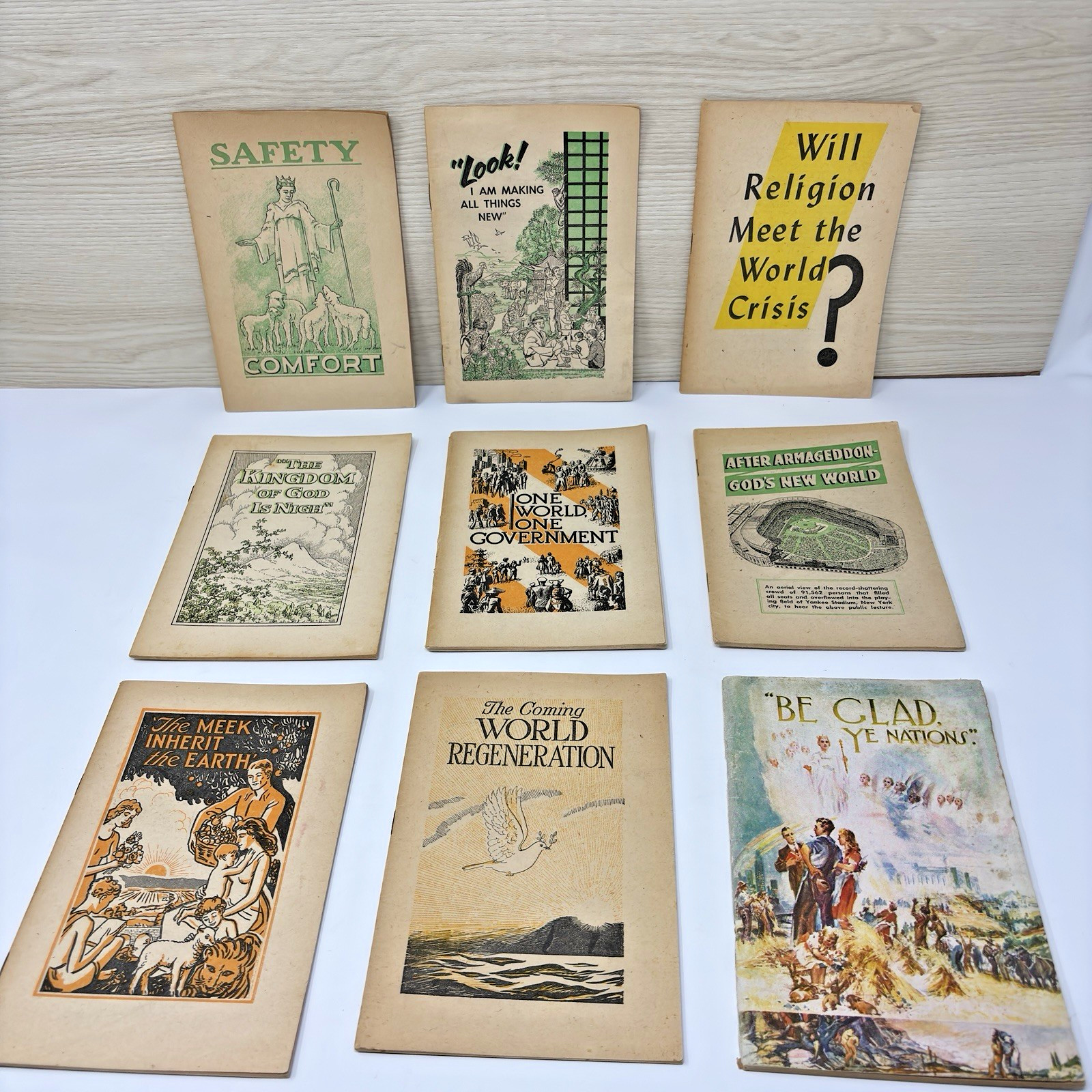 Watchtower Pamphlet Lot of 9 from 30\'s, 40\'s, 50\'s IBSA  VTG