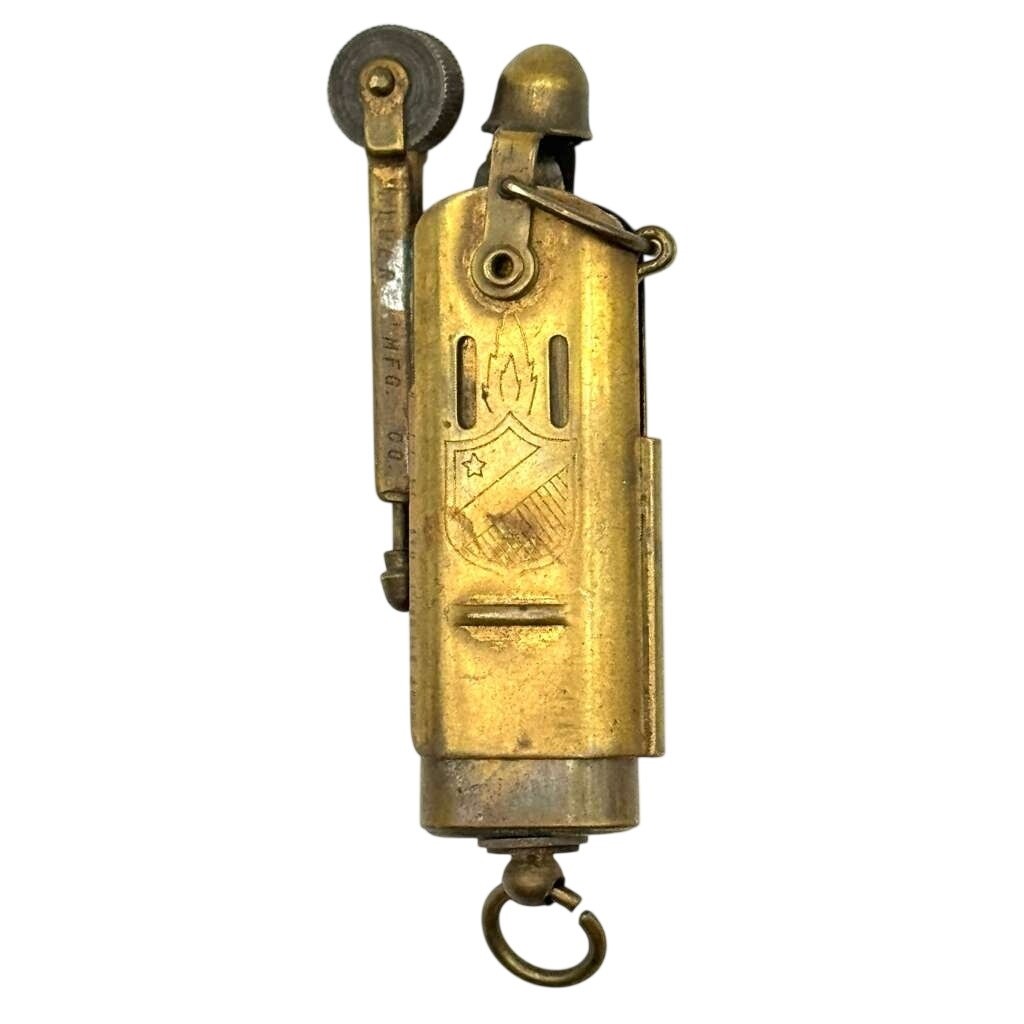 Vintage Bower Mfg Co Lift-Arm Trench Lighter Brass Tone Flame Shield Ring USA Vintage Bower Mfg Co Lift-Arm Trench Lighter Brass Tone Flame Shield Ring USA
