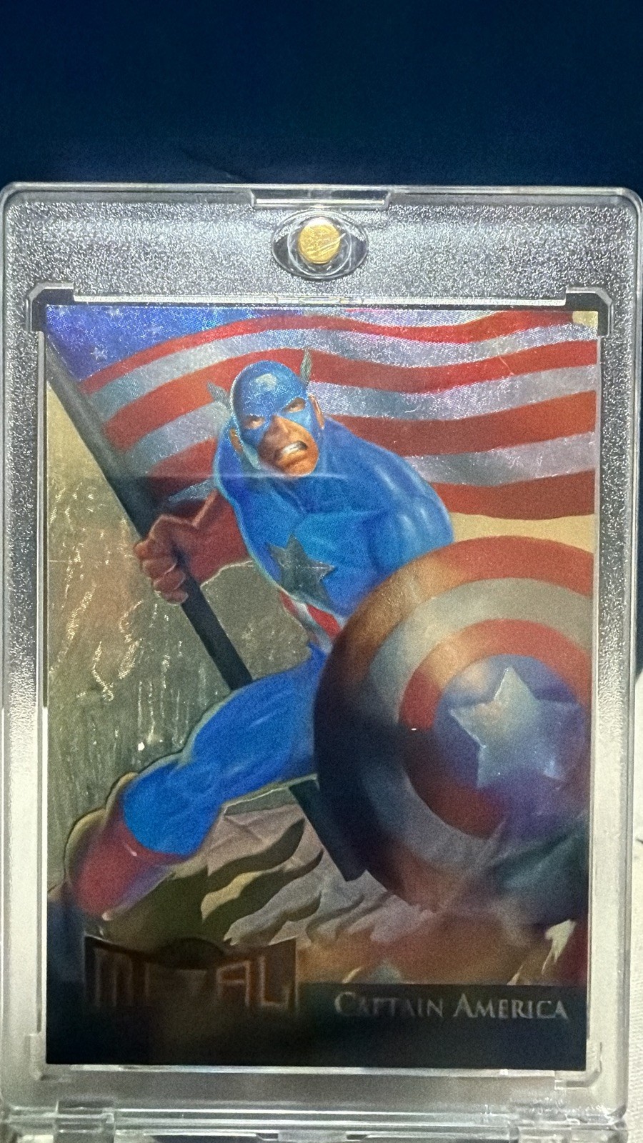1995 Fleer Marvel Metal Trading Cards - CAPTAIN AMERICA #2 of 18 GOLD BLASTER 1995 Fleer Marvel Metal Trading Cards - CAPTAIN AMERICA #2 of 18 GOLD BLASTER