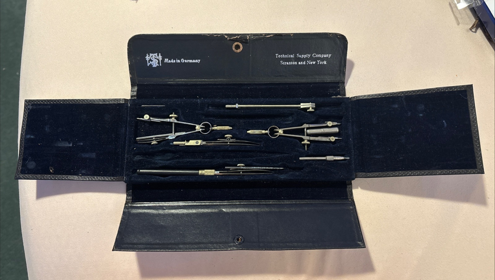 Vintage Set of TSC Technical Supply Company Drafting Tools in Case Germany