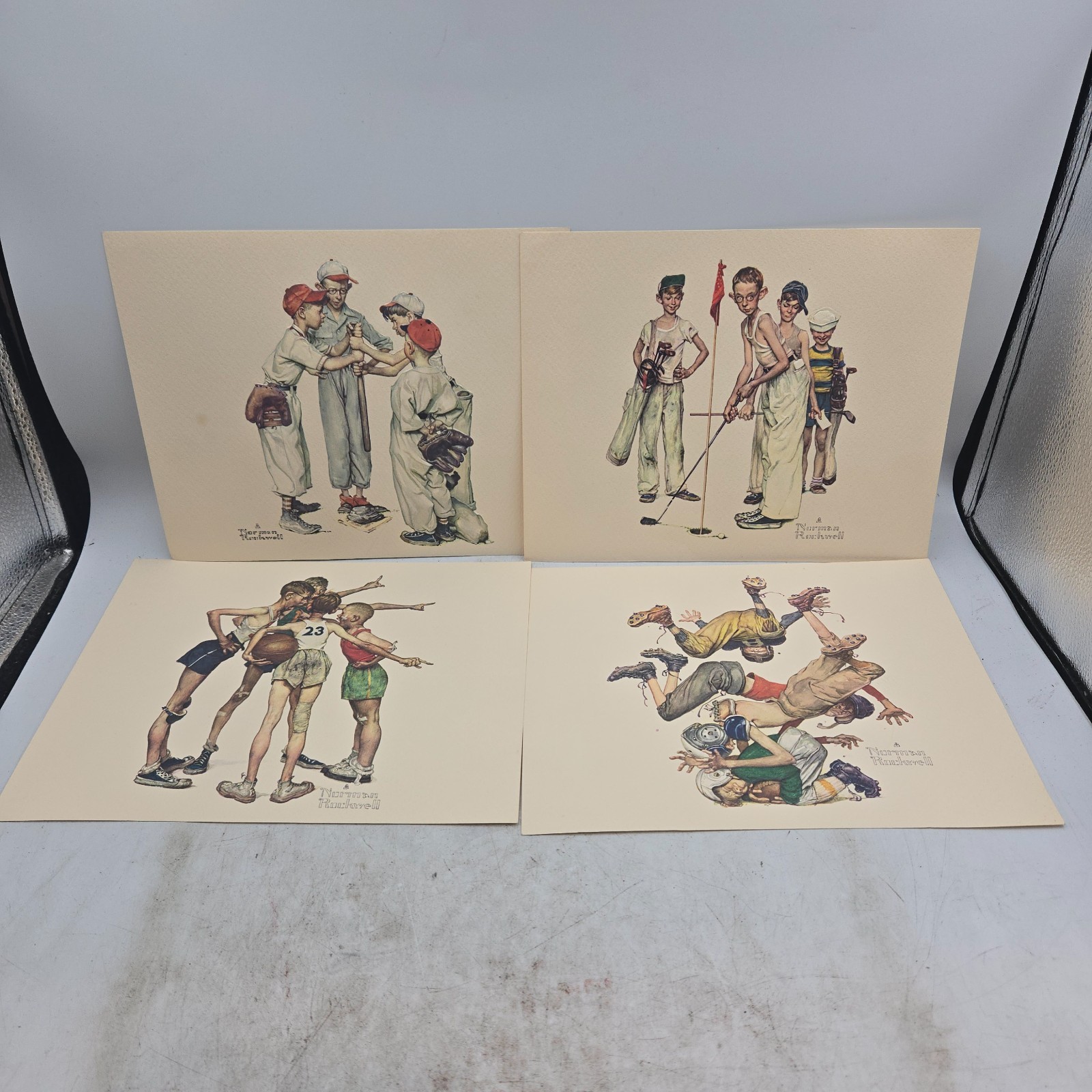 4 Norman Rockwell Sports Series 1951 Prints