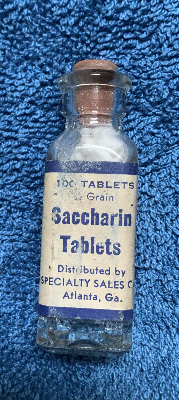 Vintage Specialty Sales Saccharin 100 Tablet Glass Bottle Cork Top