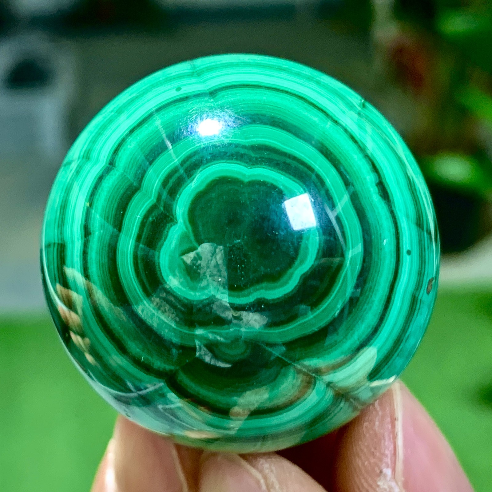 90G Rare Natural Malachite quartz hand Carved ballCrystal Healing
