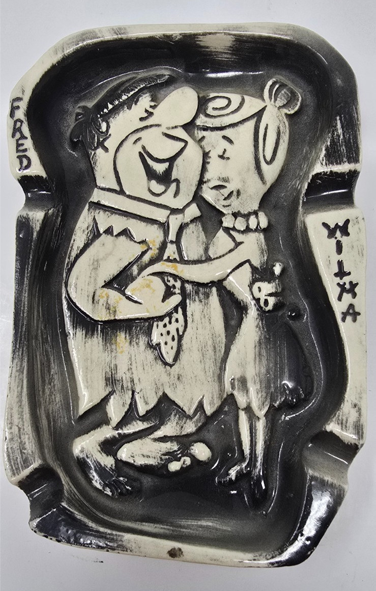 Vintage 1961 Fred And Wilma Flintstone Ashtray By Arrow Houseware