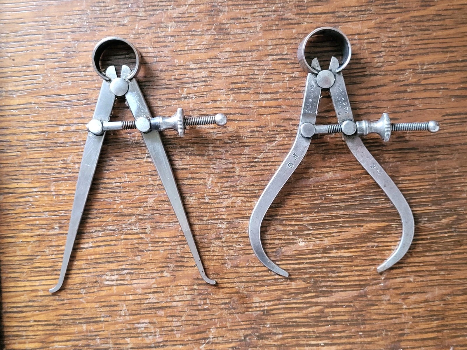 (2) L. S. Starrett Flat Leg Spring Calipers - 3 1/2