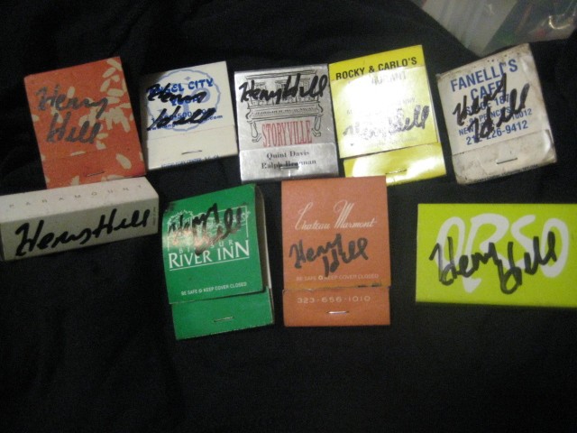 3 SIGNED BOOK OF MATCHES FROM OUR FAV RESTURANTS  SIGNED BY GOODFELLA HENRY HILL