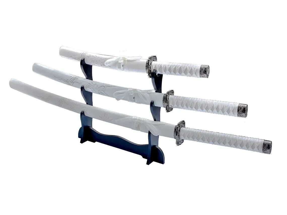 【FLAW】Japanese Samurai Sword 3PC, 1060 Carbon Steel Katana【sharpen】Varia styles