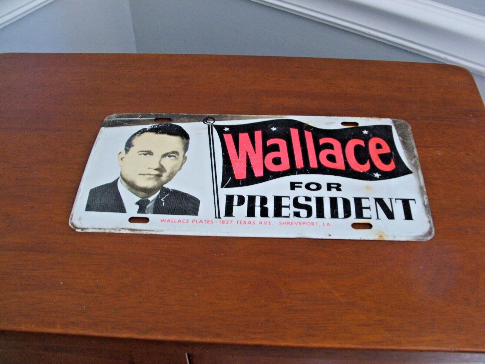 Vintage 60's's  George Wallace For President Metal License Plate