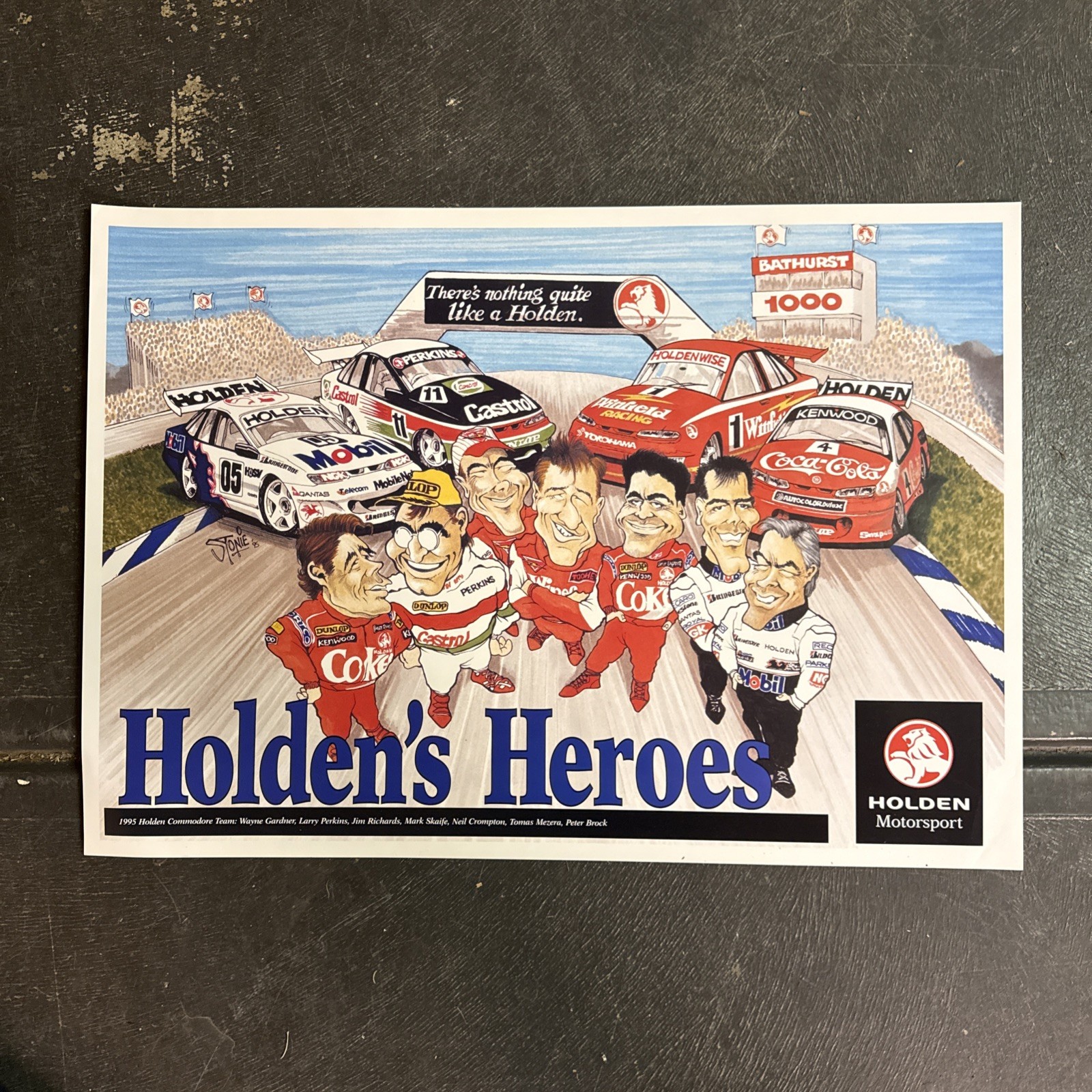 HOLDEN COMMODORE TEAM 1995 BATHURST Vintage Souvenir Pin-Up Poster BROCK, SKAIFE