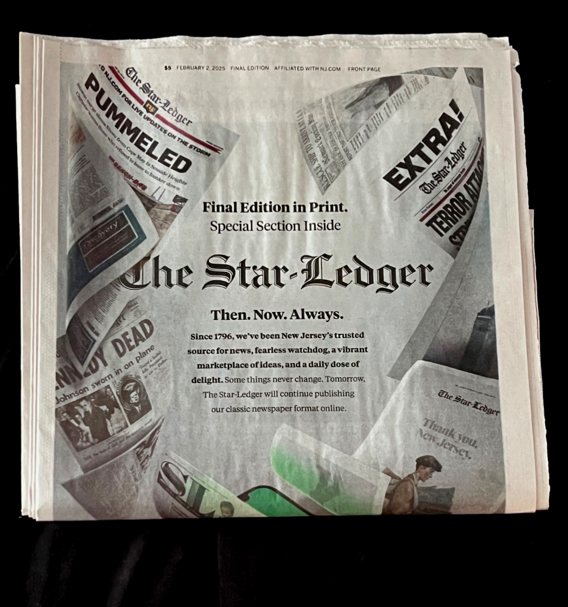 The Star Ledger Newspaper 2/2/25- Final Print Ever with all inserts NEW MINT