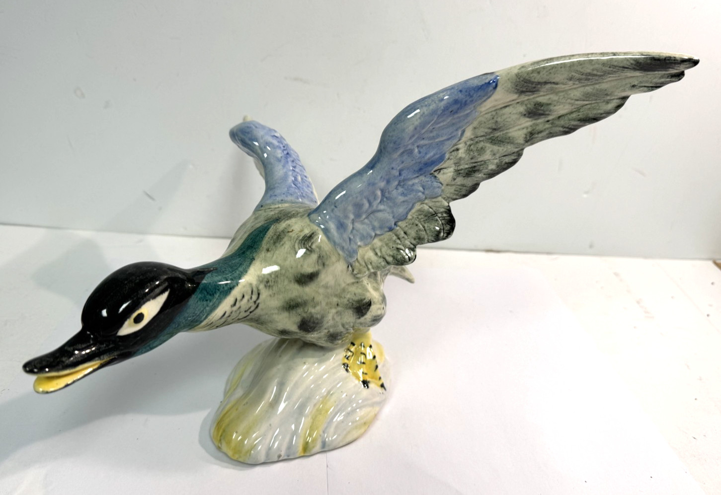 Stangl Pottery Bird Flying Mallard Duck 3443 Ceramic Figurine 13” Wide MINT RARE