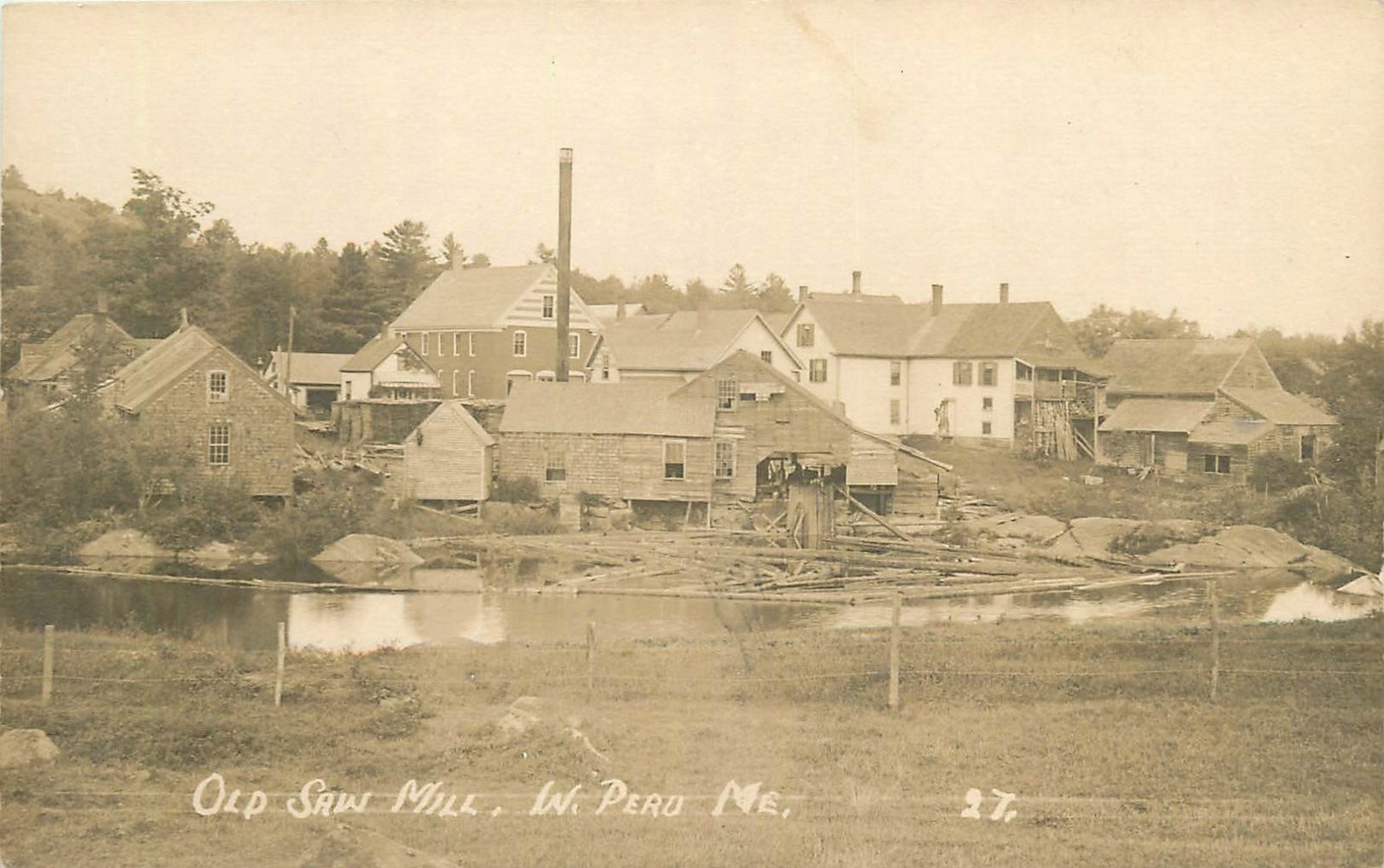 c1910 West Peru Maine Lumber Sawmill occupation RPPC Postcard 25-6488