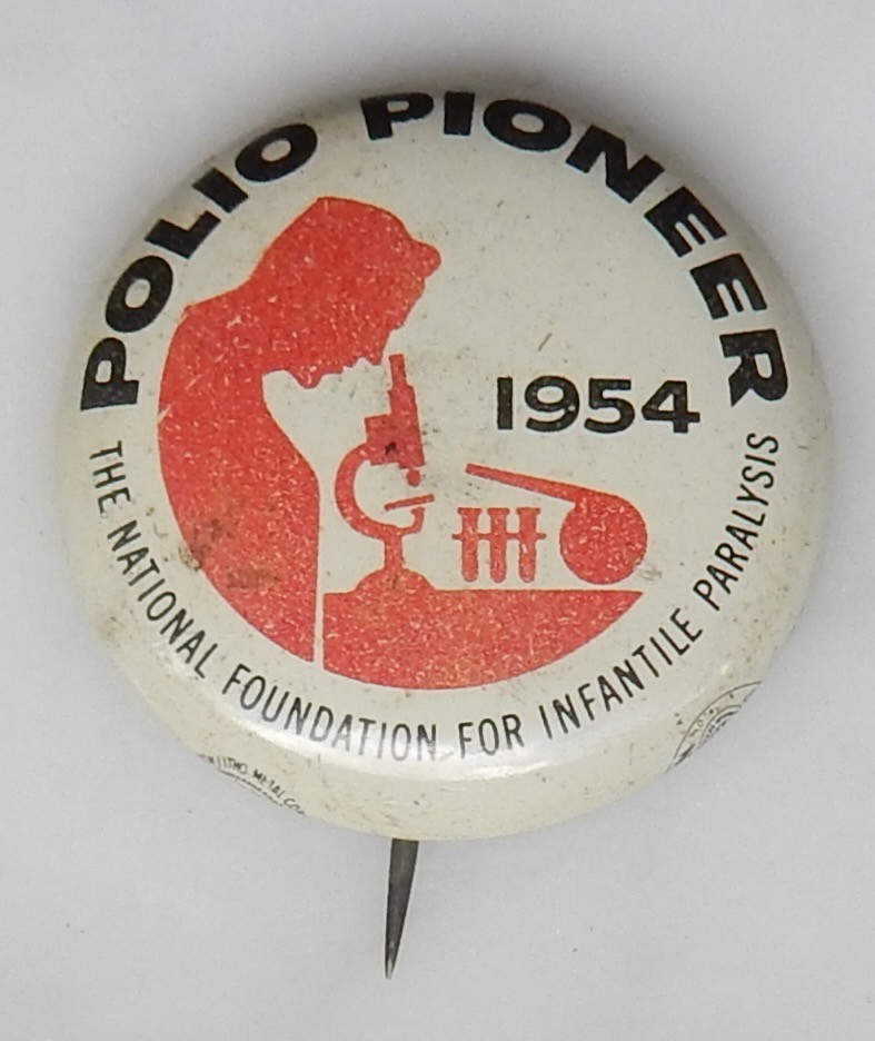 Vintage Polio Pioneer 1954 Nat. Found. Infantile Paralysis Pinback Button  3/4\