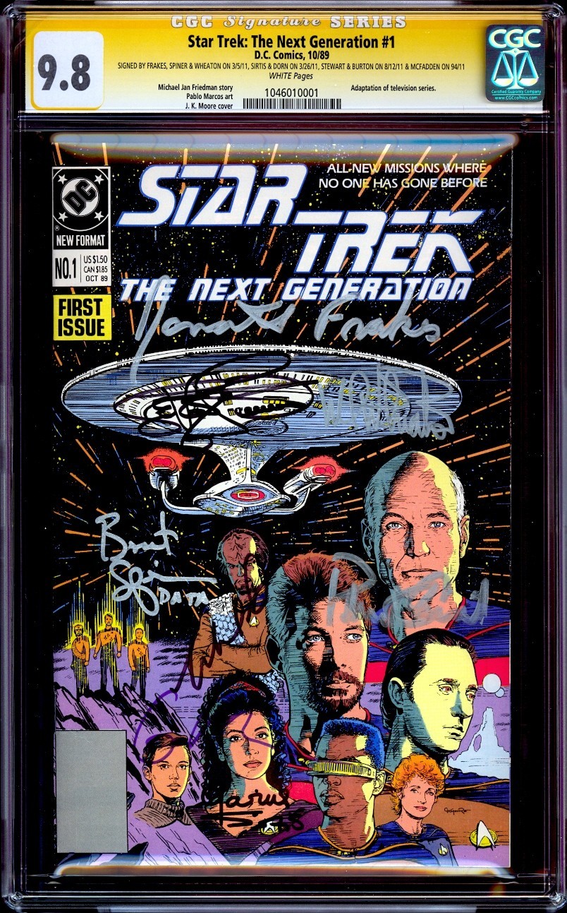 Star Trek: The Next Generation #1 DC Comics CGC SS 9.8 Signed Stewart + 7