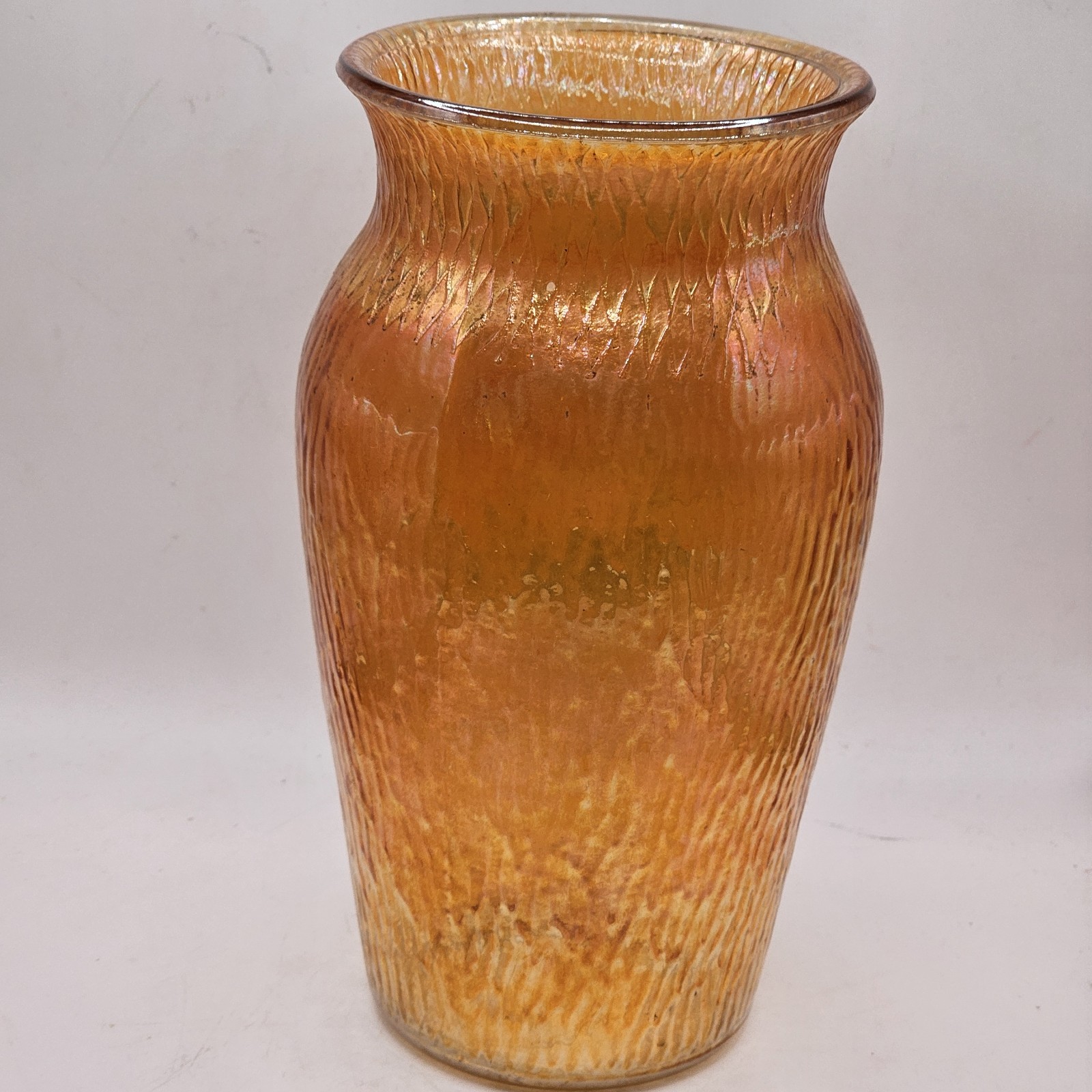 JEANNETTE VTG MARIGOLD CARNIVAL GLASS VASE 7.5 JEANNETTE VTG MARIGOLD CARNIVAL GLASS VASE 7.5
