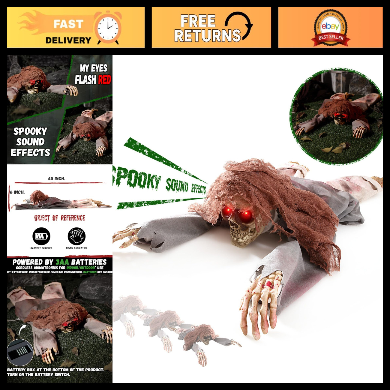 Crawling Zombie Animatronic 45\