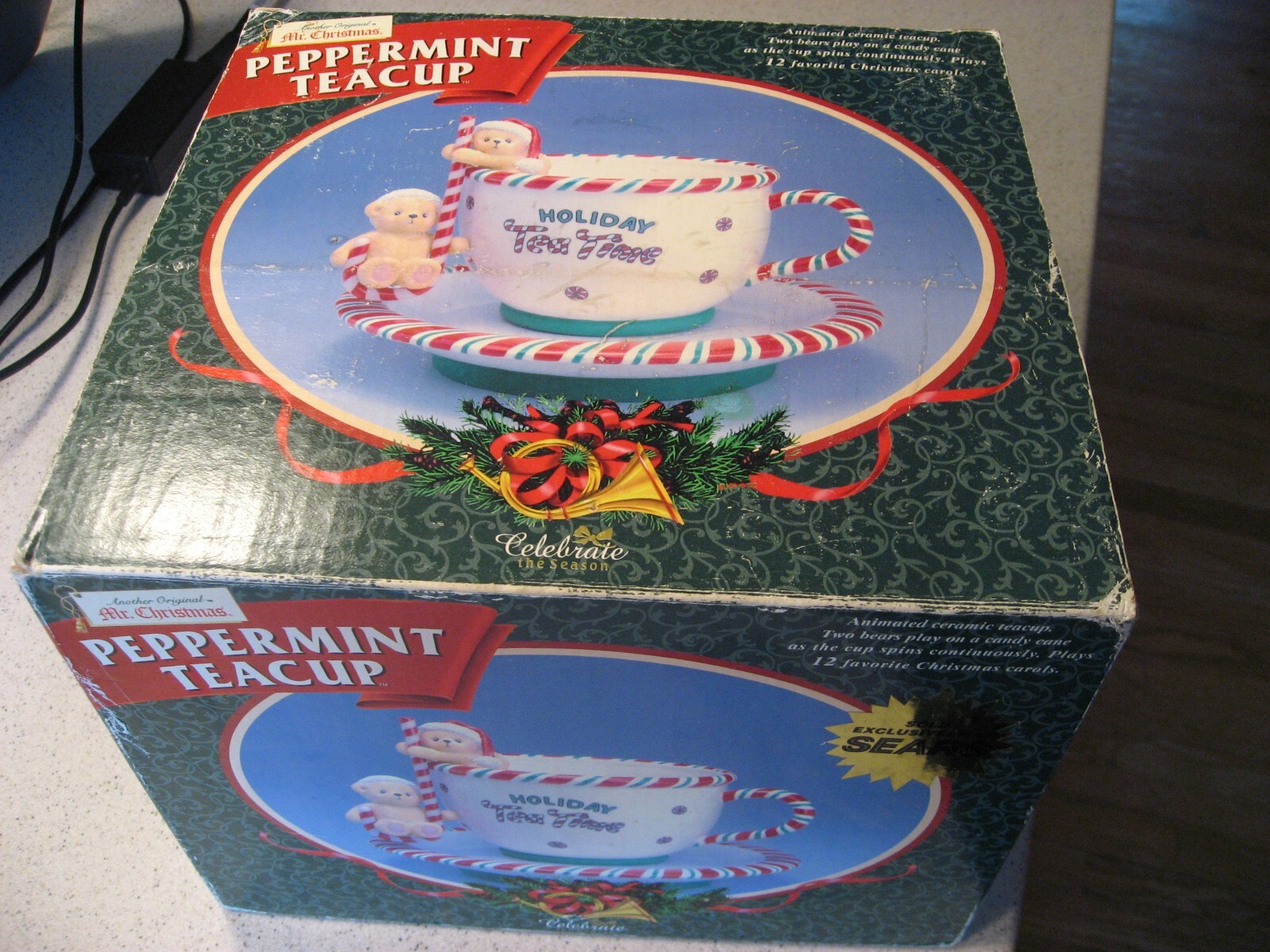Mr. Christmas Peppermint Teacup Musical Spinning Christmas Decoration 12 Songs