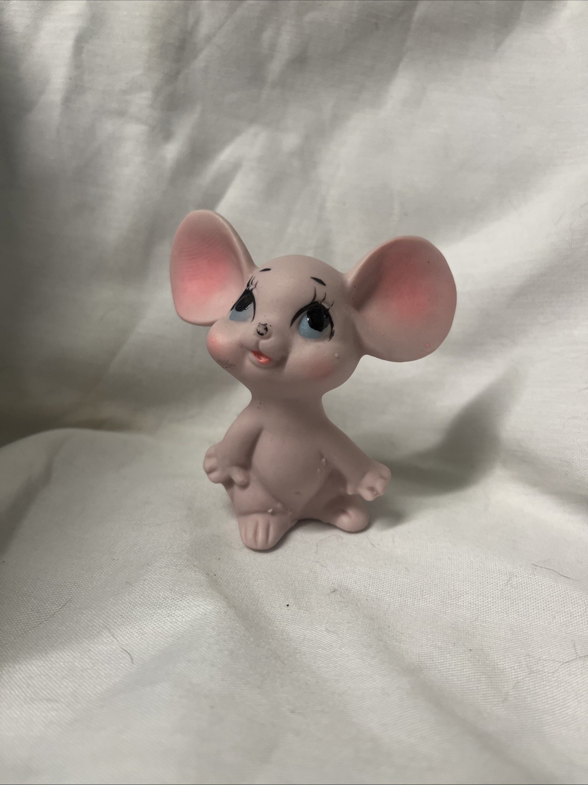 Vintage Kelvin\'s Japan Pink Porcelain Mouse Figurine 4” x 3”